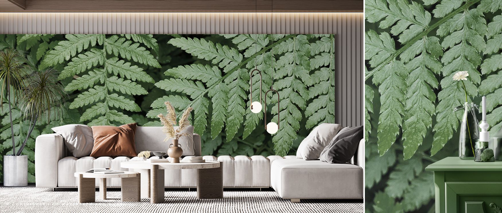 Pointy Ferns Botanical Wallpaper enhances interiors with greenery and vitality. Bedrooms feel restful, living rooms enriched, and offices inspired, as its design ensures walls reflect natural artistry, making spaces stylish, balanced, and timelessly conne