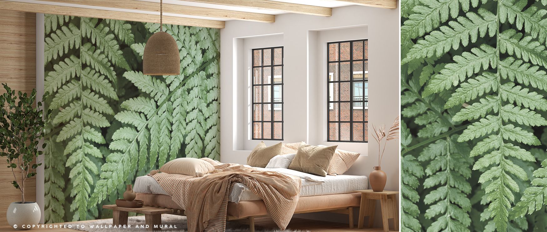 With lush ferns rendered in detail, this wallpaper enriches bedrooms with freshness, living rooms with vibrancy, and offices with calm charm. Its botanical rhythm ensures interiors remain lively, stylish, and timelessly enriched with natural elegance and 