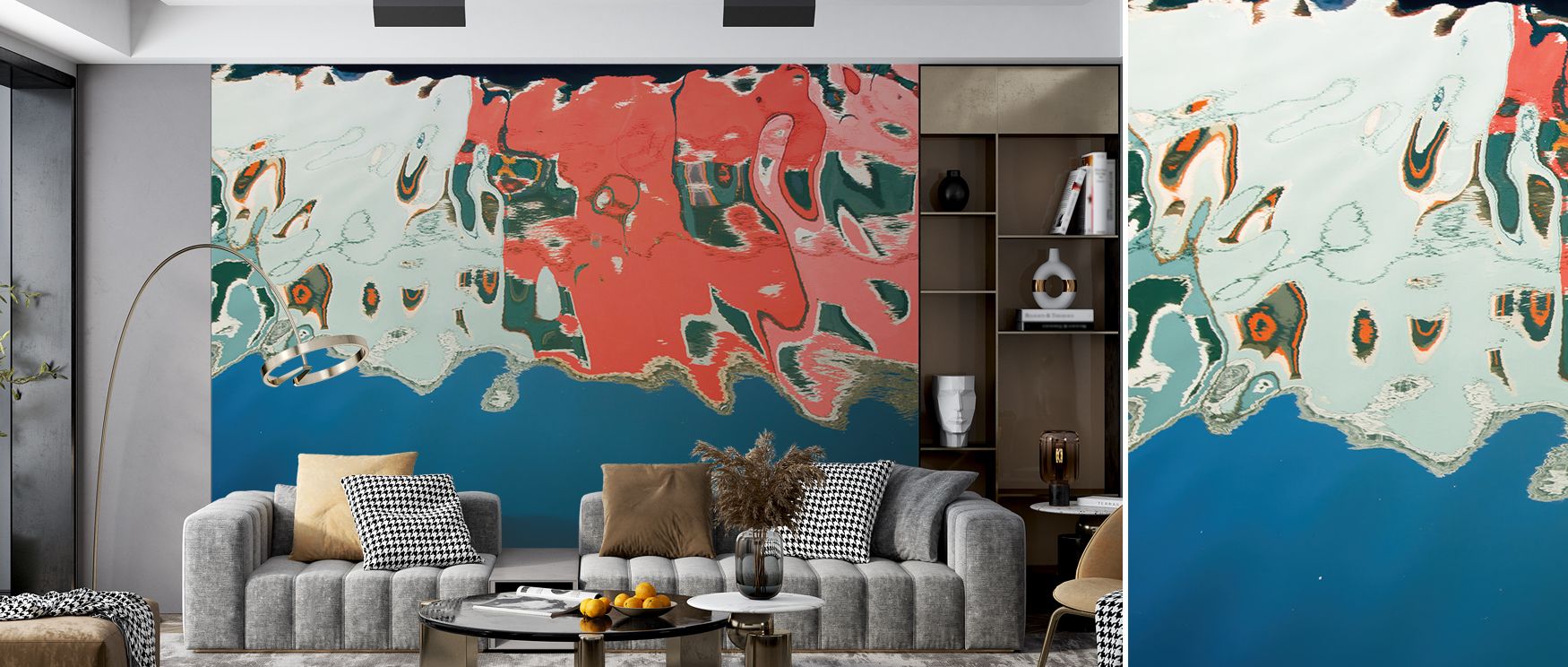 Reflections of Burano IV Scenic Wallpaper enriches interiors with Italian artistry. Bedrooms feel refined, living rooms expressive, and offices stylish, as its detailing ensures walls radiate warmth, cultural identity, and timeless charm enriched with her