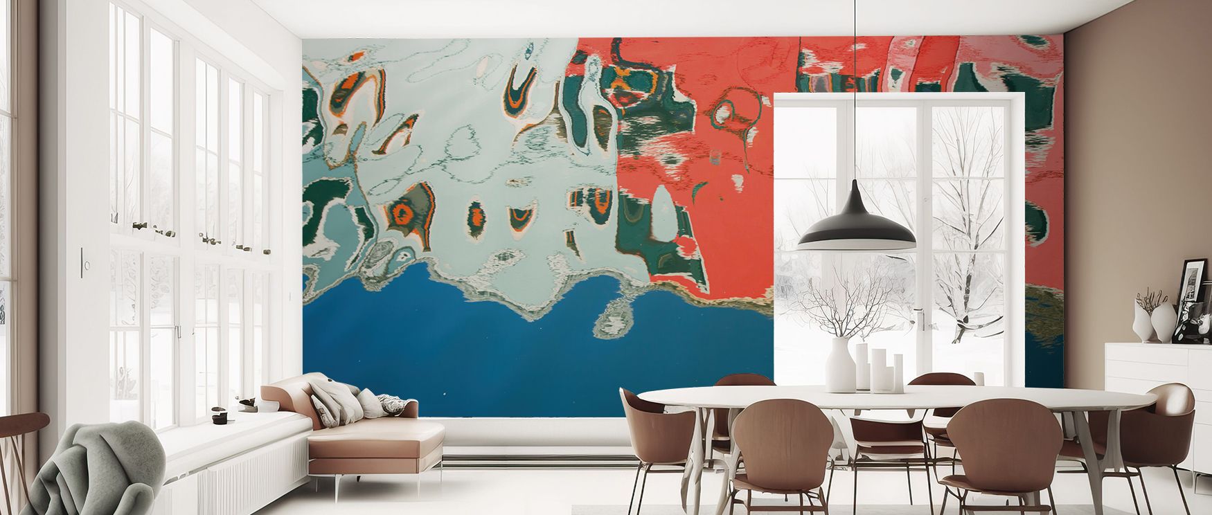 This wallpaper celebrates Burano’s artistry with colorful rhythm. Bedrooms achieve vibrancy, living rooms charm, and offices refinement, as its imagery ensures walls reflect cultural pride, creating stylish interiors filled with heritage and timeless soph