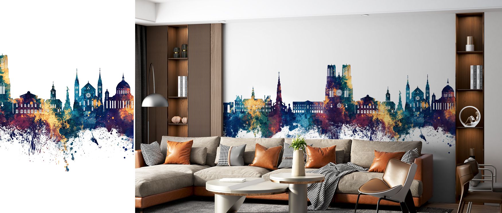 With skyline detailing, this wallpaper conveys French charm and identity. Bedrooms achieve refinement, living rooms vibrancy, and offices inspiring sophistication, as its imagery transforms walls into artistic expressions enriched with timeless heritage a