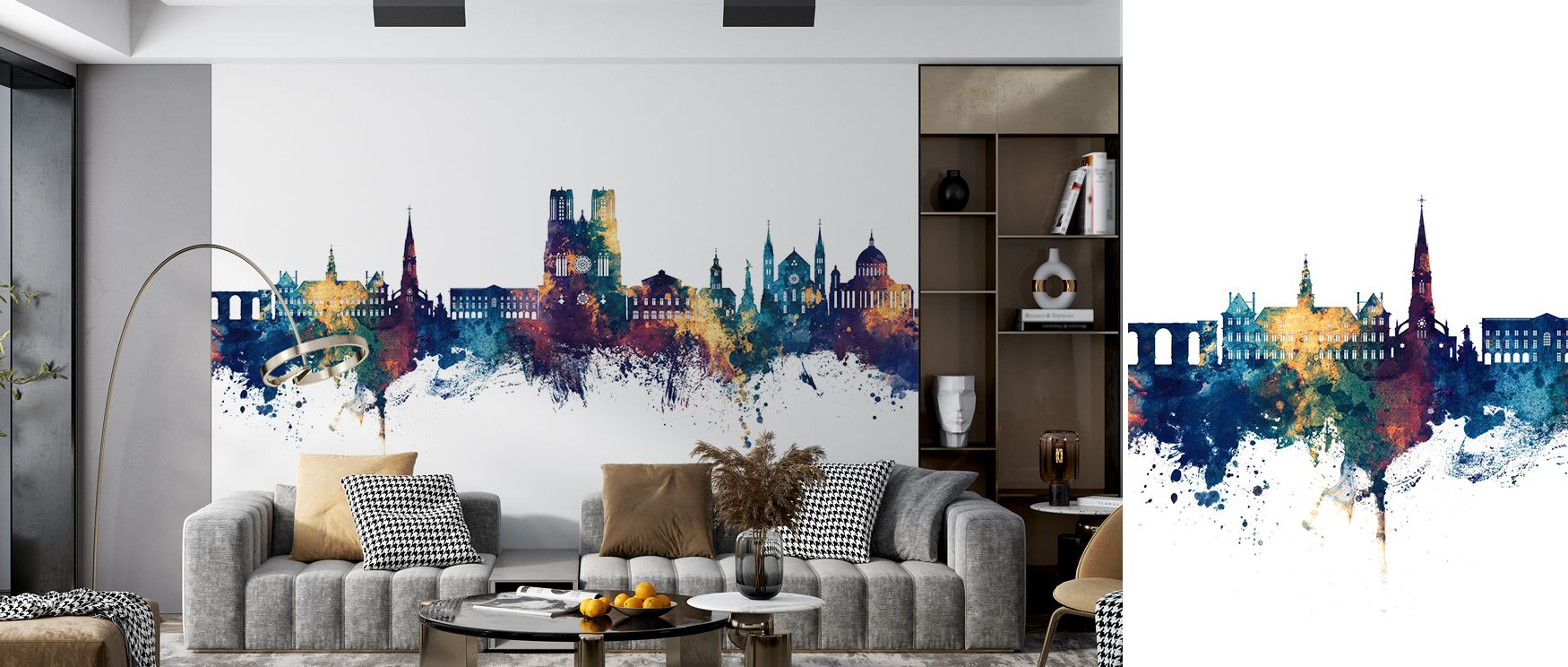 Reims France Skyline Blue & Bronze Wallpaper reflects French cultural artistry with bold tones. Bedrooms gain sophistication, living rooms expressive charm, and offices refined balance, as its design ensures walls remain stylish, timeless, and enriched wi