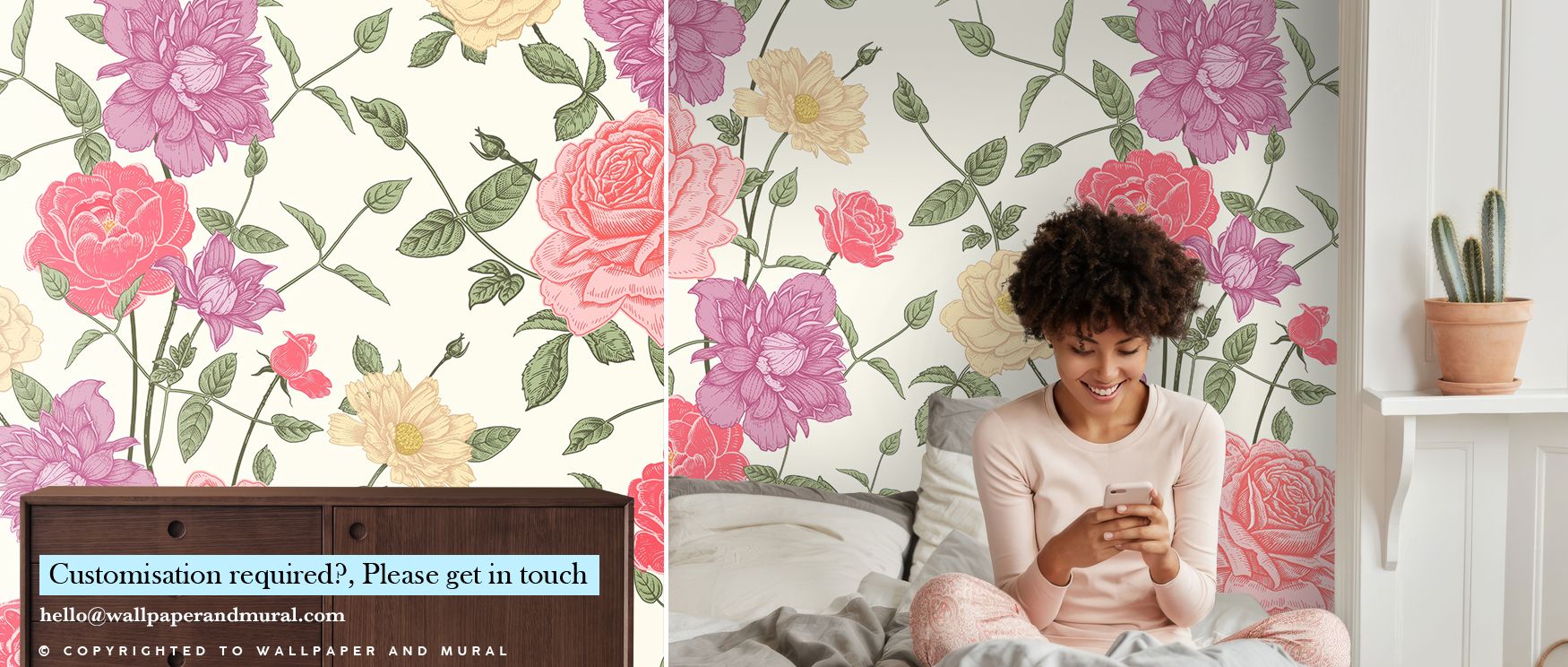 Retro Clematis Botanical Wallpaper reflects retro-inspired floral artistry. Bedrooms achieve calm charm, living rooms expressive vibrancy, and offices refined inspiration, as its clematis detailing ensures walls radiate serenity, sophistication, and timel