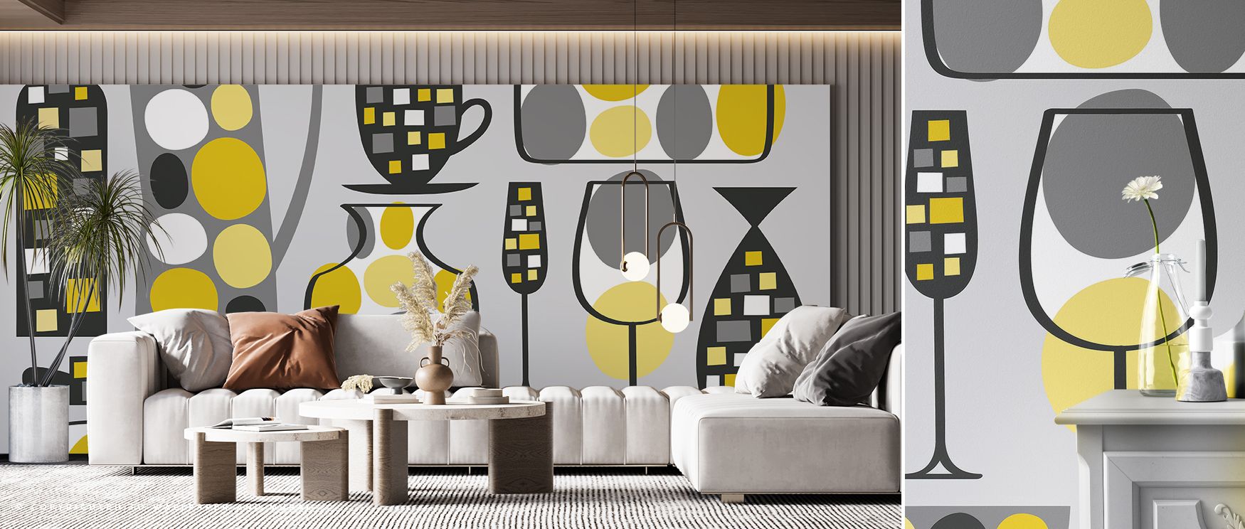 Retro Kitchen Marbles Abstract Wallpaper enhances interiors with dynamic retro rhythm. Bedrooms achieve charm, living rooms vibrancy, and kitchens creative sophistication, as its detailing ensures walls reflect energy and balance enriched with timeless ar