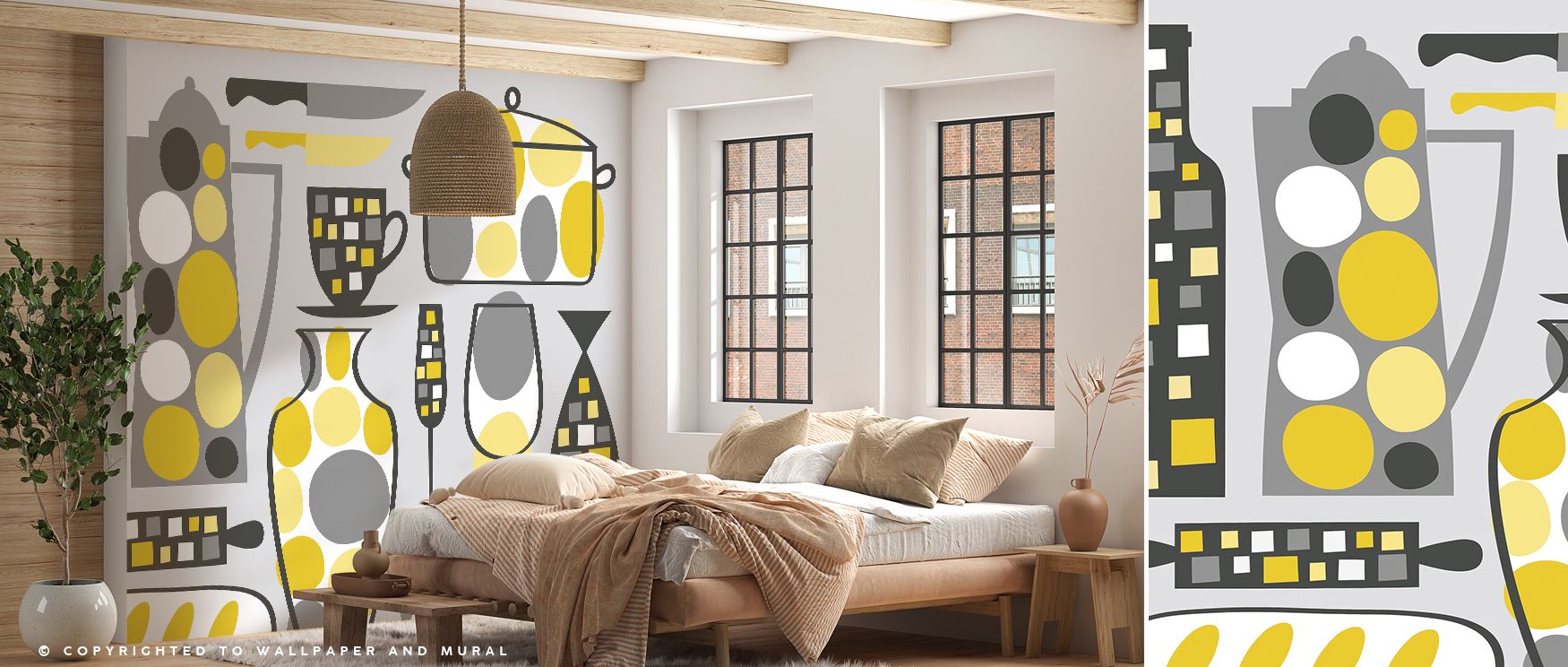 With bold marbled tones, this wallpaper conveys vintage rhythm indoors. Bedrooms gain charm, living rooms expressive sophistication, and kitchens stylish creativity, as its imagery transforms walls into showcases of artistry and retro vibrancy filled with