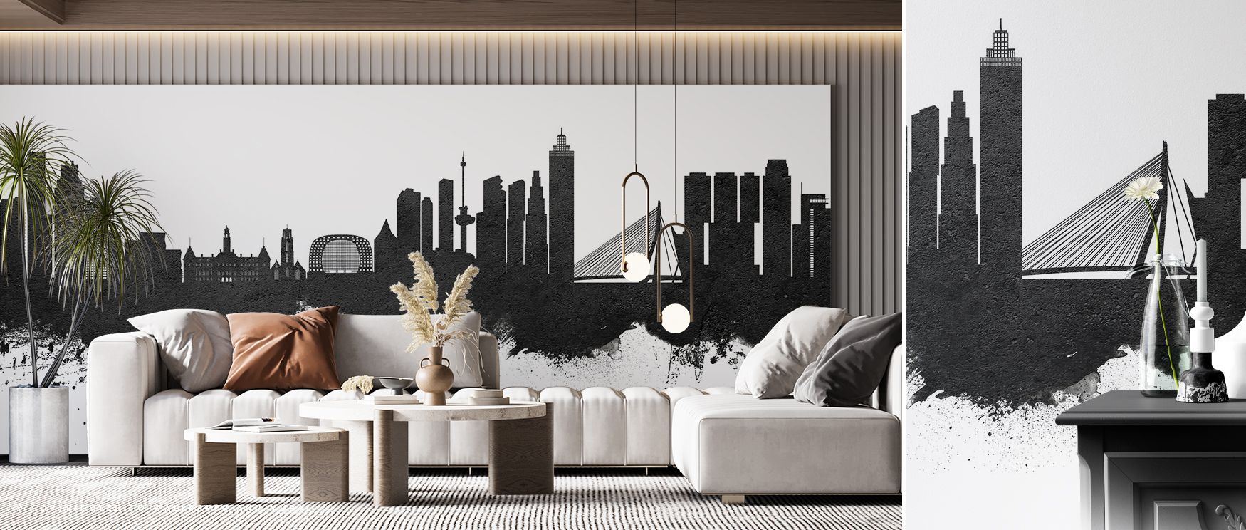 This wallpaper captures Rotterdam’s skyline in monochrome elegance. Bedrooms feel stylish, living rooms expressive, and offices refined, as its detailing ensures interiors radiate cultural artistry, balance, and sophistication enriched with heritage consi