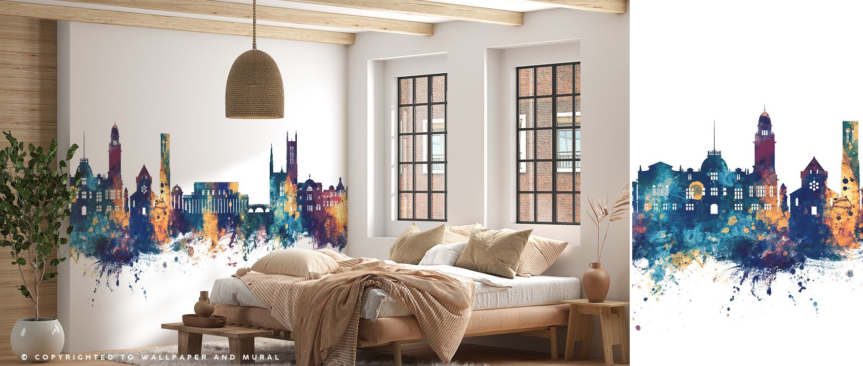 Royal Leamington Spa England Blue & Bronze Wallpaper enriches interiors with skyline artistry. Bedrooms achieve refinement, living rooms vibrancy, and offices inspiring charm, as its detailing ensures walls radiate cultural pride and timeless sophisticati