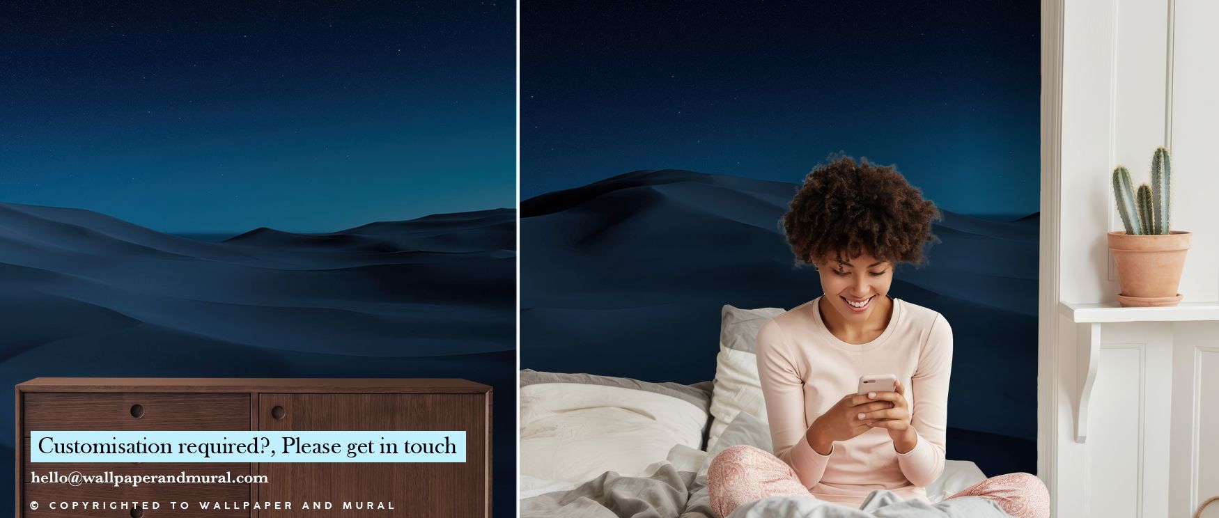 Sahara Night Scenic Wallpaper reflects desert majesty under night tones. Bedrooms achieve tranquility, living rooms vibrancy, and offices refined inspiration, as its imagery enriches walls with sophistication, serenity, and timeless artistry inspired by n