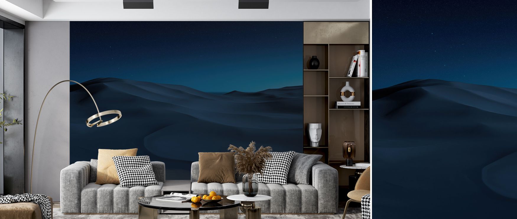 Sahara Night Scenic Wallpaper conveys majesty with desert artistry. Bedrooms achieve tranquility, living rooms expressive warmth, and offices refined inspiration, as its detailing enriches interiors with sophistication and timeless desert charm daily. 