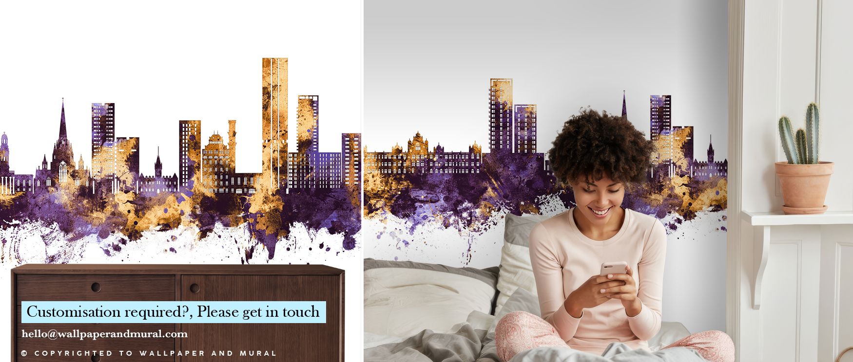 This wallpaper highlights Salford’s skyline with luminous tones. Bedrooms gain refinement, living rooms expressive charm, and offices creative focus, as its design ensures interiors remain stylish, timeless, and enriched with English cultural identity dai
