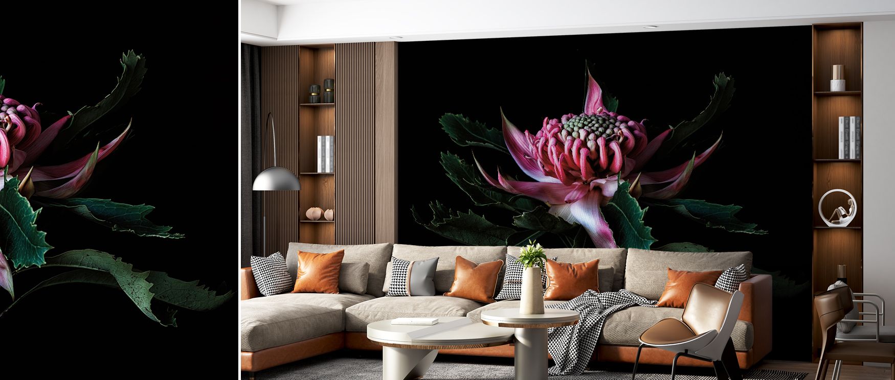 With its rich yet soothing tones, the waratah motif fills interiors with life. The salmon palette introduces warmth that adapts easily to contemporary or traditional décor. Bedrooms become sanctuaries of calm, and offices glow with renewed energy, while l