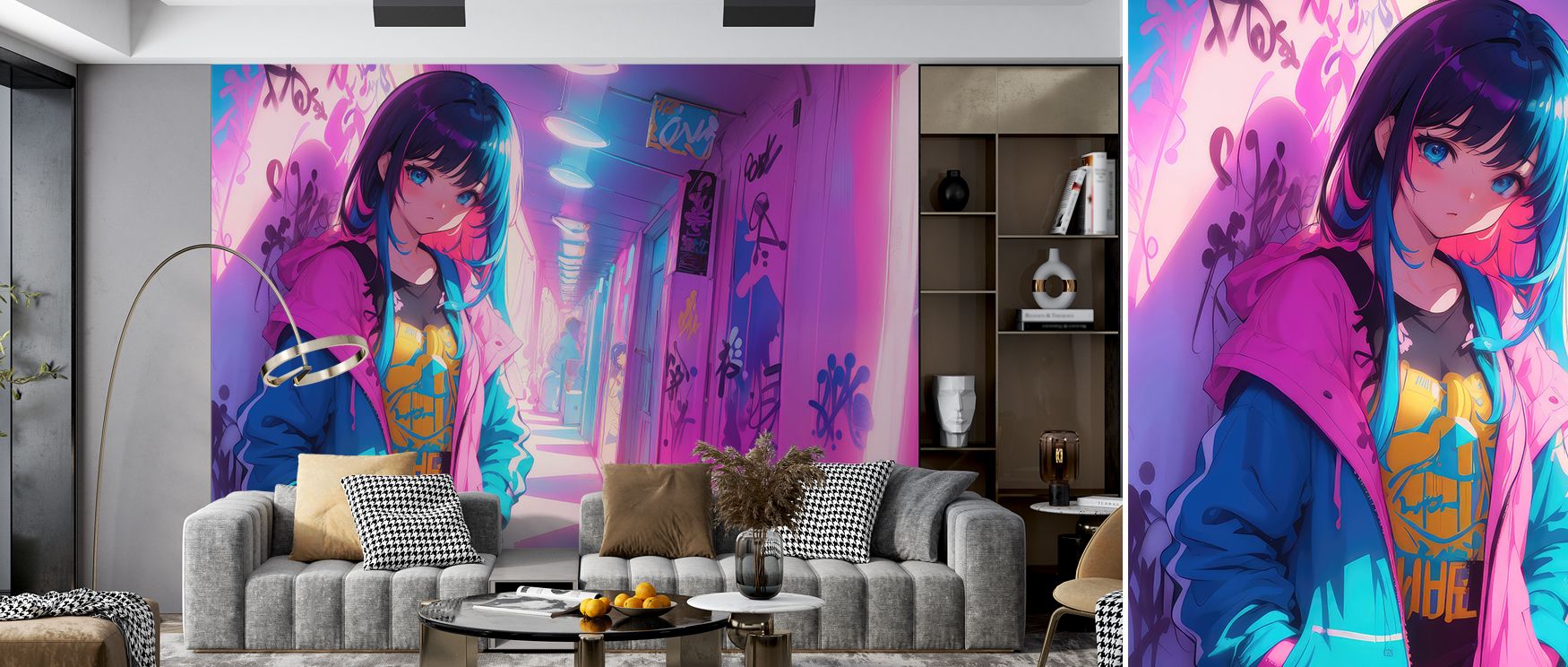 Shapes and colors fill the wall with rhythm and movement that feels alive. Bedrooms radiate fun nurseries glow with warmth and playrooms thrive with imagination. The wallpaper inspires joy and adds life to every corner. 
