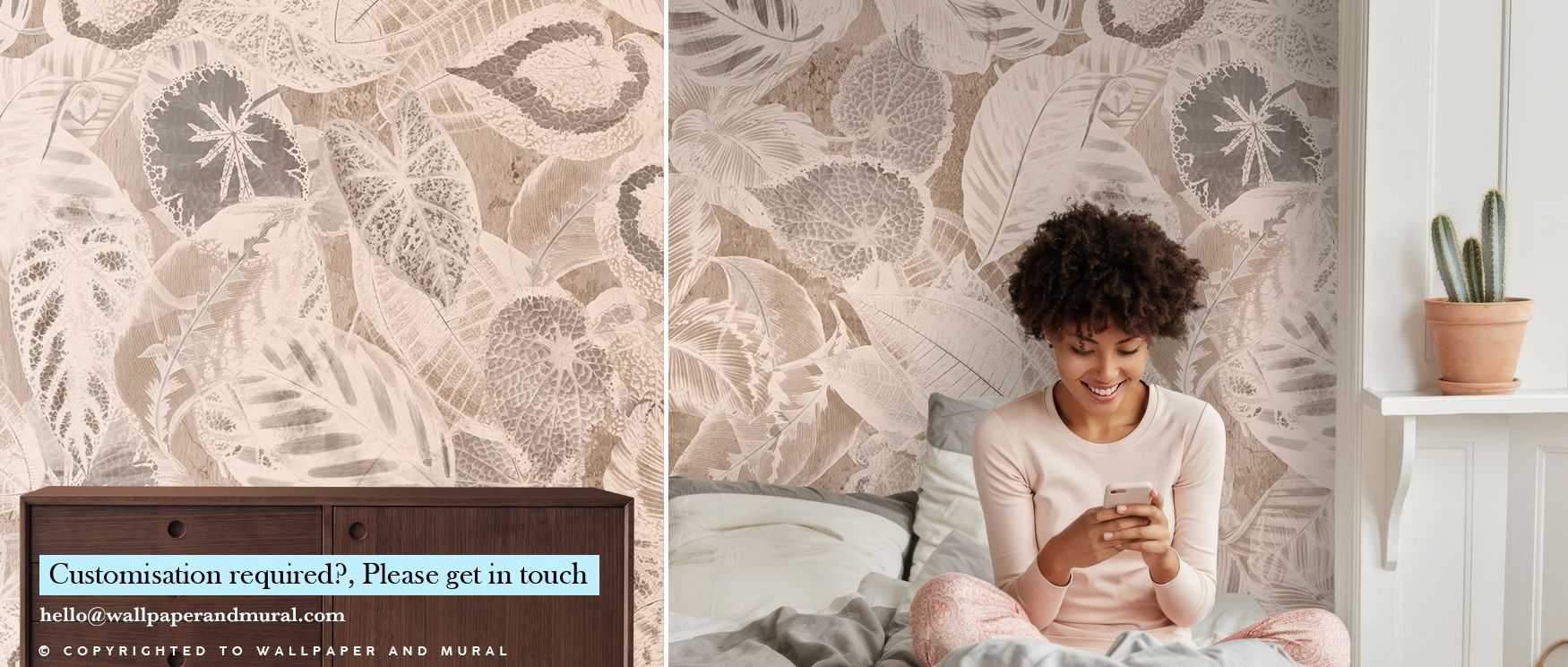 Lush green tones enrich the wallpaper with balance and vibrancy. Bedrooms feel restful offices gain clarity and living rooms shine with freshness. The design reflects natural elegance while bringing a lively charm indoors. 