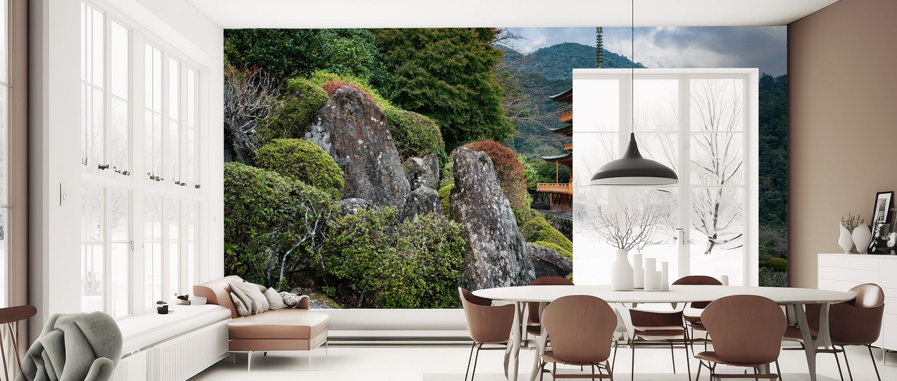 With depth and clarity, the pagoda motif fills walls with elegance and serenity. Living rooms gain timeless refinement, offices shine with focus, and studies carry gentle calm. The design celebrates history in a form suited for modern spaces. 