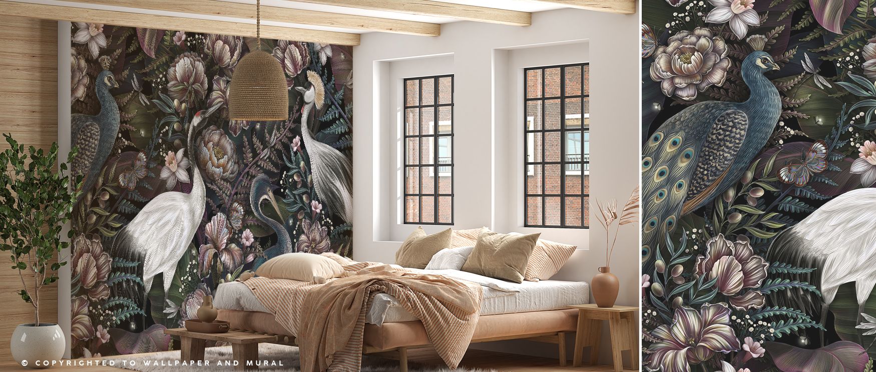 Movement defines the wallpaper, as birds in flight form rhythm and harmony. Living rooms glow with life, bedrooms shine with charm, and offices radiate inspiration. The design makes walls into expressions of vitality and natural artistry. 