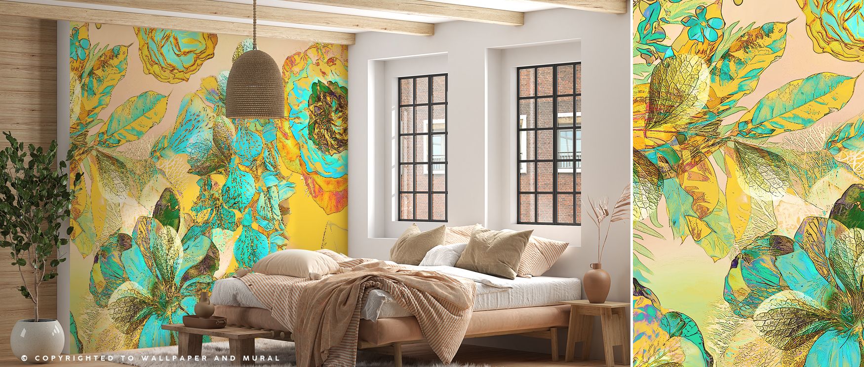 Soft tones spread across the wallpaper, creating balance filled with peace. Bedrooms gain restful glow, living rooms benefit from sophistication, and offices reflect focus. The design enriches walls with timeless calm. 