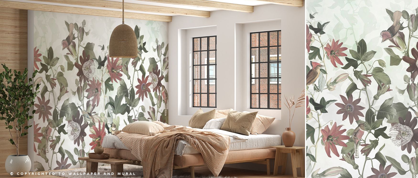 Movement spreads across the wallpaper as wings lift and feathers flow. Living rooms glow with cultural charm, offices radiate creativity, and bedrooms carry peaceful glow. The design transforms ordinary walls into vibrant expressions of life. 