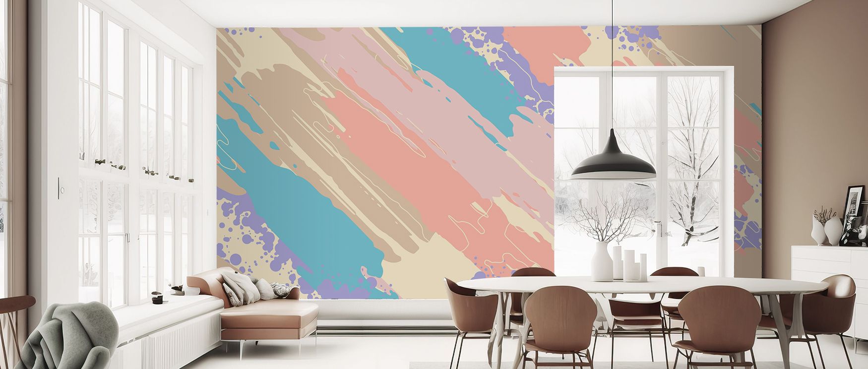The composition reflects confidence, with diagonal rhythm flowing across the wall. Bedrooms radiate peace, living rooms glow with character, and offices thrive with creativity. The design inspires modern clarity. 