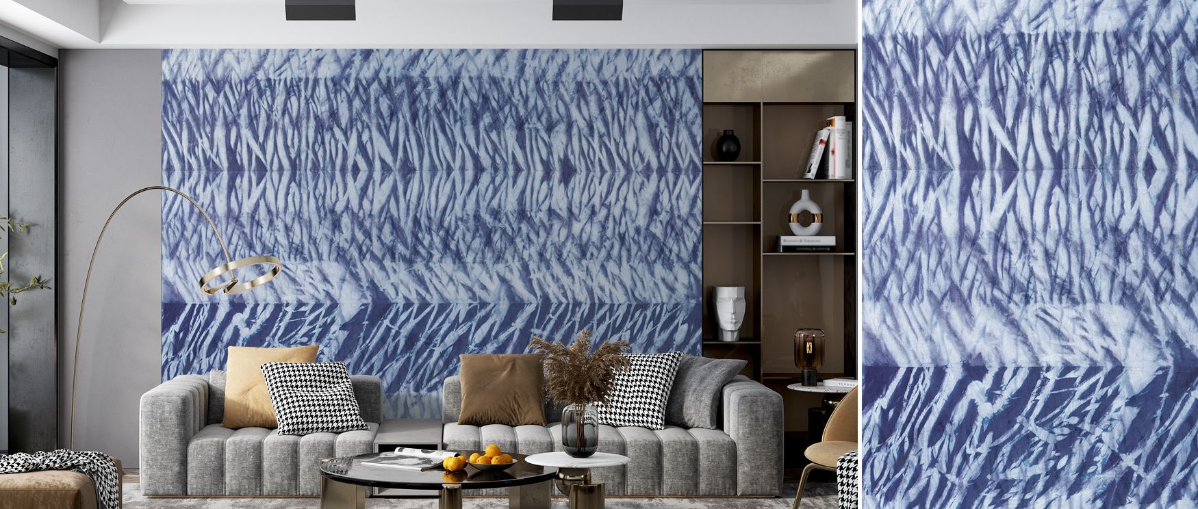 Sunlit spaces styled with Shiboriscape Compressed Abstract Wallpaper reveal how natural light accentuates textures, producing a radiant balance of organic warmth and artistic detail that harmonizes with wood tones and greenery, turning interiors into refr