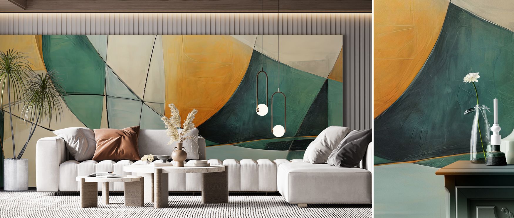 Office interiors transformed by Shorelines Scenic Wallpaper show how shoreline views inspire focus while softening work environments with calming tones, bringing the natural serenity of coastal landscapes into professional spaces without overwhelming thei