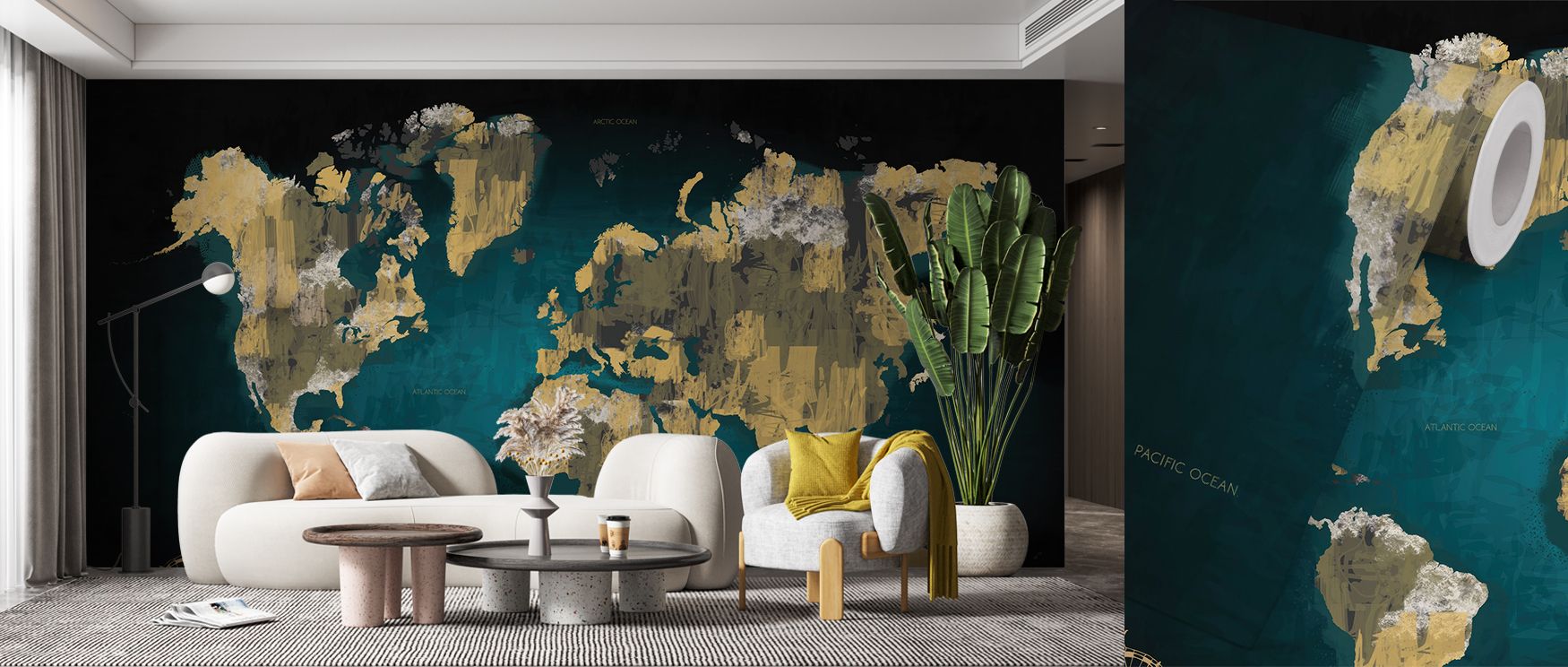 Sketch World Map Vintage Wallpaper illustrates continents with detailed outlines that recall traditional engraving methods. Each region appears intentional, giving the surface scholarly precision. Shaded areas evoke aged paper, creating warmth and authent