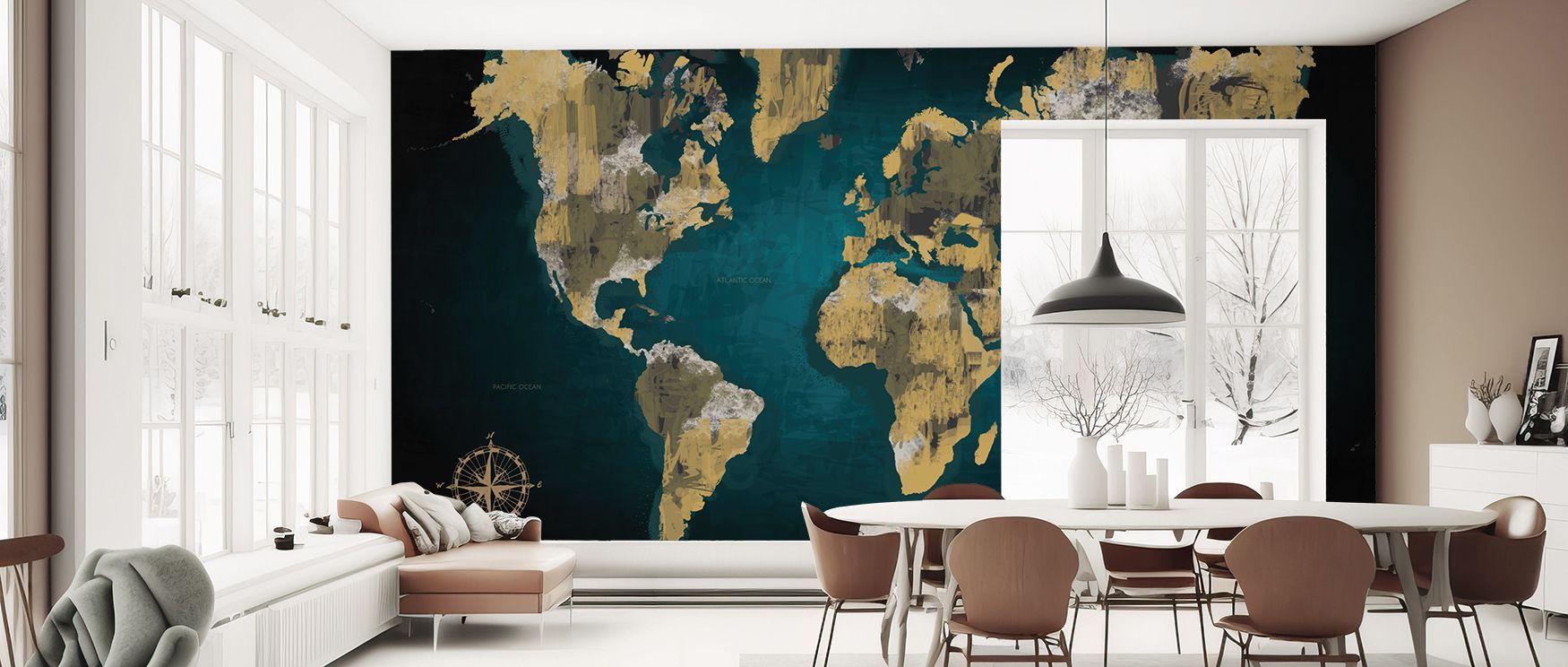 Sketch World Map Vintage Wallpaper conveys atmosphere through delicate borderwork, where edges are framed with graceful strokes that suggest traditional atlases. The composition feels structured yet soft, offering aesthetic calm. Its artistry captures nar