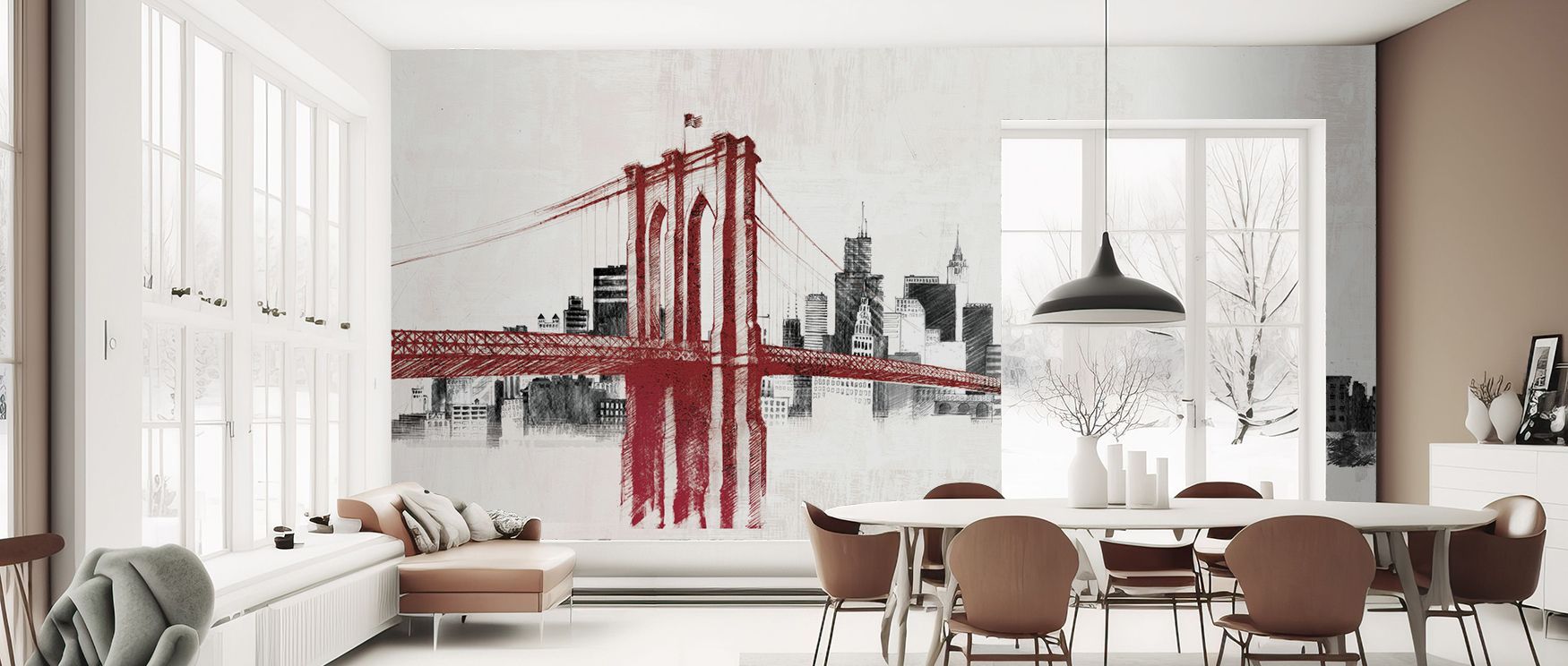 Skyline Crossing Red Abstract Wallpaper presents intersecting crimson pathways where rhythm and energy meet. The design feels structured yet expressive. Its artistry reflects dramatic brilliance. Shading enriches motion. Red tones dominate the view. The s