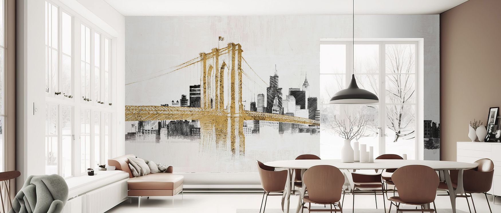 Skyline Crossing Abstract Wallpaper reveals linear pathways illuminated with tonal contrast. The design conveys vibrancy and precision. Its artistry reflects dynamic rhythm, offering both power and harmony. The surface feels radiant with abstract presence