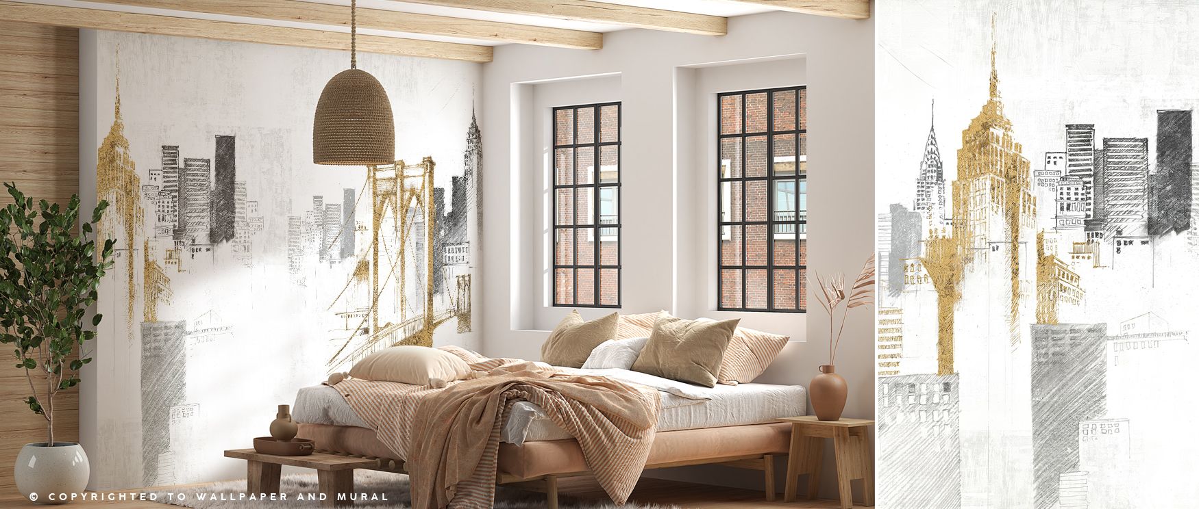 Skyline Monuments Cityscape Wallpaper illustrates silhouettes of iconic landmarks arranged with balance and rhythm. The design emphasizes scale and structure, turning walls into artistic skylines. Shaded details add depth and perspective. Its artistry cap