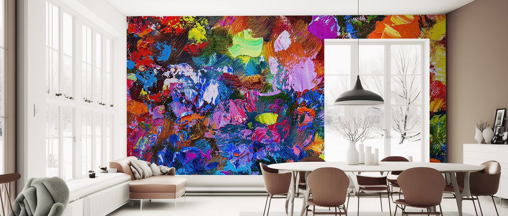 Seaming strategy in Smudgy Abstract Wallpaper carries major gestures across joins so panels read continuous. Continuity rescues immersion. Immersion is the point. Points are softened, not punctured. Puncture would break the cloud. The cloud must hold. Hol