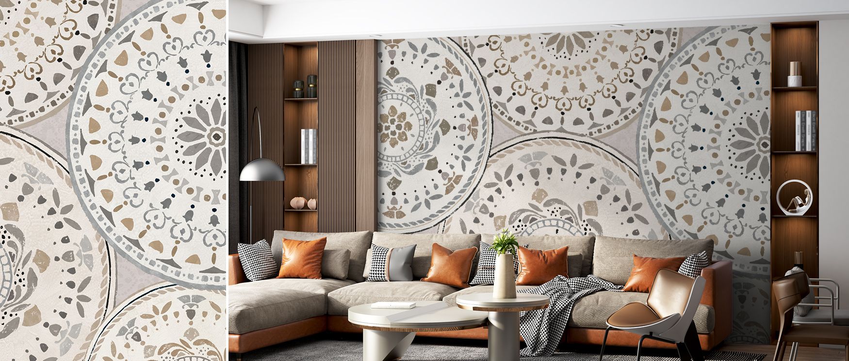 Spanish Impressions Gray Abstract Wallpaper highlights muted tones arranged with structured abstraction. The design conveys depth through tonal layers. Its artistry emphasizes rhythm. Subtle gradations enhance balance. The surface radiates calmness. The i