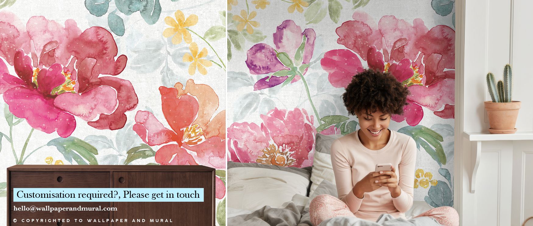 The palette in Springtime Bloom I Floral Wallpaper leans to powder tints with muted stems, reserving saturation for small inflections. These micro accents cue depth without shouting. Petal bodies hold the mid-values, protecting silhouette clarity. Lines b