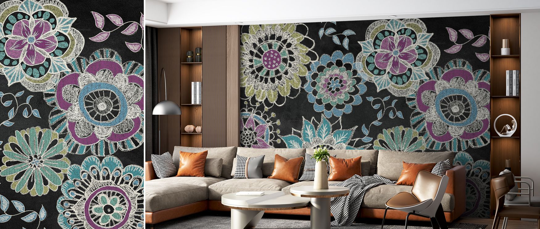 The playful yet refined character of this design blends vibrant tones with sophistication, creating walls that feel both stylish and refreshing. In living rooms or offices, it enhances creative flow and transforms simple décor into uplifting experiences. 