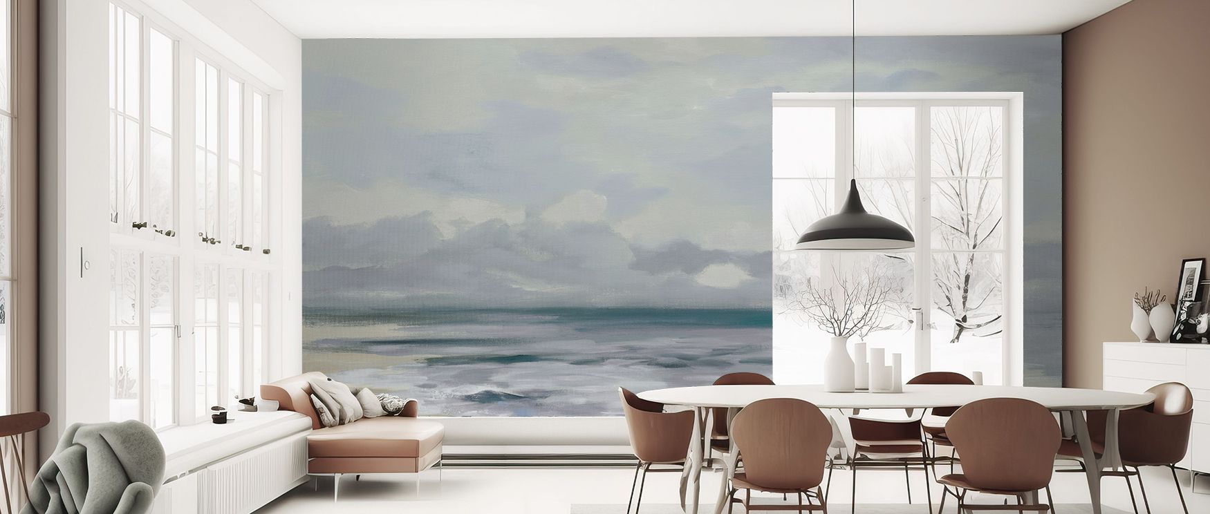 Dramatic skies define the design, creating interiors that carry tension and calm in equal measure. Its character enriches bedrooms, living rooms, and workspaces with artistry that reflects natural grandeur. 