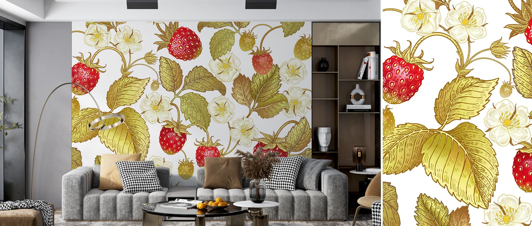 A pastoral theme emerges, yet refined through restraint. Strawberry Field Wallpaper makes fields feel timeless, illustrated in modern clarity. Petals are shaped softly, their tones whispering into leaves. The drawing respects natural proportion, avoiding 