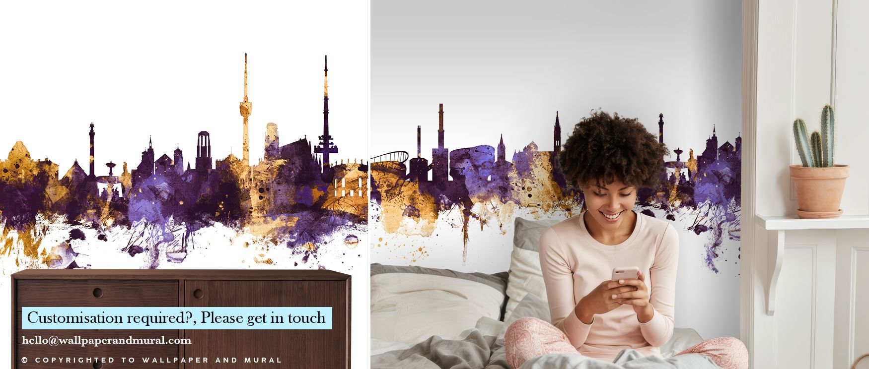 Accent strokes vary in weight to avoid monotony. Stuttgart Germany Skyline Purple & Gold Wallpaper distributes them deliberately. Visual tempo feels musical, not repetitive. Composition carries richness gracefully. The skyline remains iconic. Iconography 