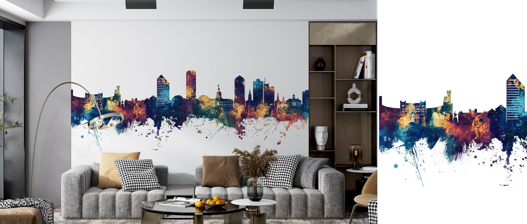 A matte bias preserves true color under raking light; Tallahassee Florida Skyline Blue & Bronze Wallpaper avoids hotspot collapse. Study walls retain clarity. Gradations remain subtle. Lines stay crisp. The skyline reads precise. Presence stays refined. 