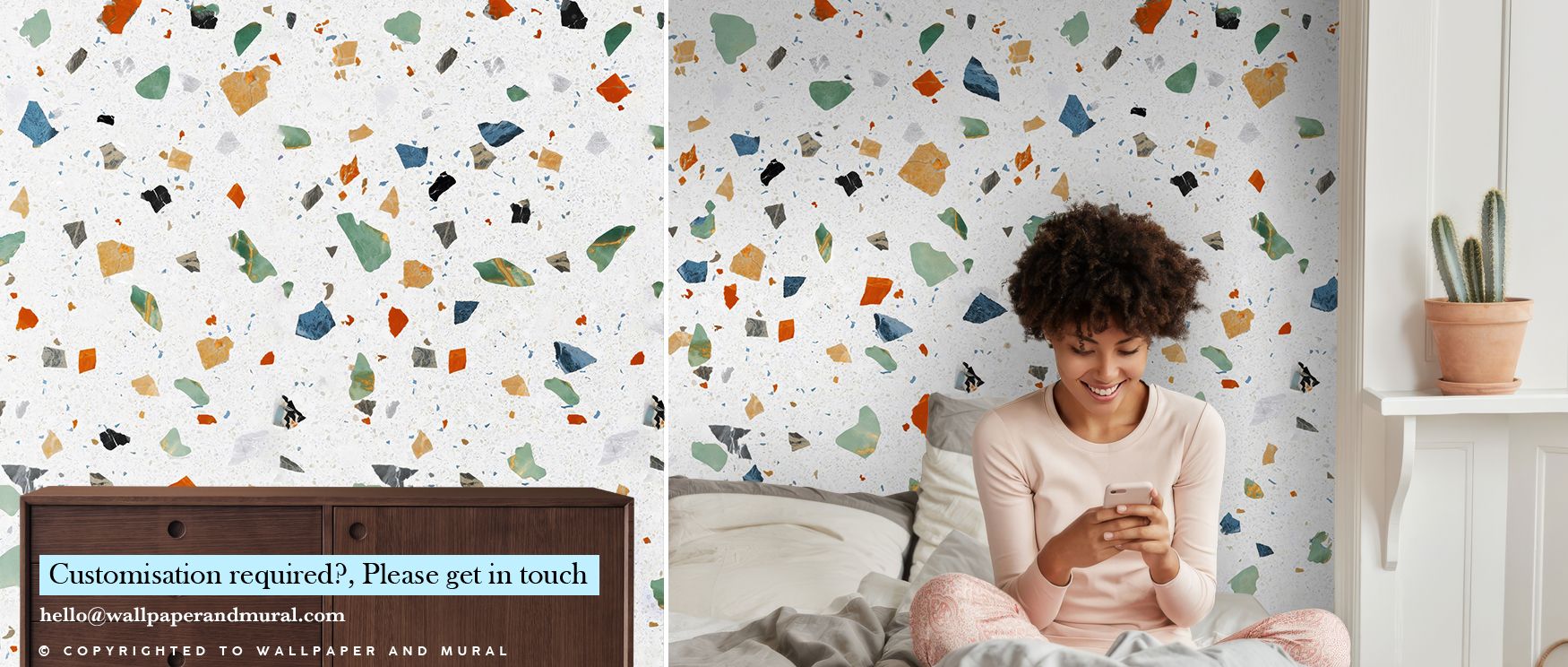 Larger flecks sit beside finer grains to sustain cadence. Terrazzo Multi, Chalk Wallpaper balances scale elegantly. Living rooms feel contemporary. Imagery conveys harmony. Surfaces glow calmly. Balance persists naturally. Elegance continues softly. Rhyth