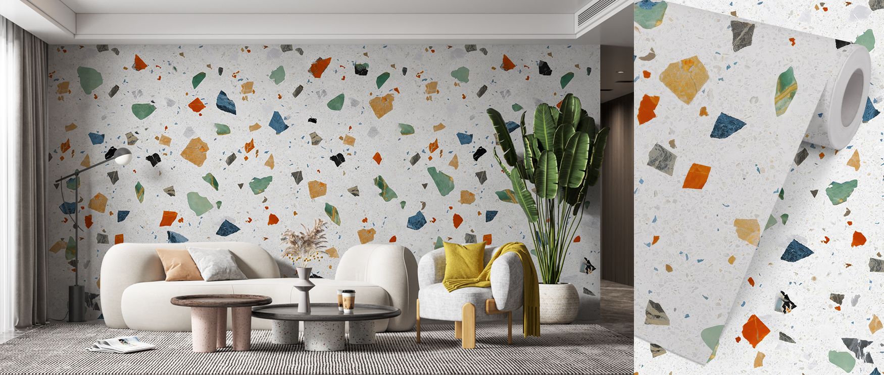 Neutral chalk grounds soften vibrancy, ensuring control. Terrazzo Multi, Chalk Wallpaper integrates tones carefully. Bedrooms gain stylish charm. Surfaces glow evenly. Imagery conveys poise. Balance sustains imagery. Calm persists steadily. Elegance frame