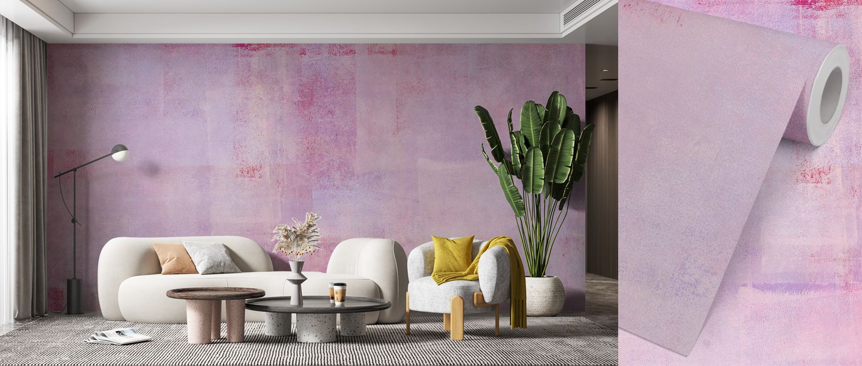 Negative space creates openness across textured tones. Texture Fields Pink Wallpaper maintains clarity. Offices feel poised. Surfaces glow evenly. Imagery conveys calm. Balance defines rhythm. Elegance frames imagery. Serenity persists gently. The result 