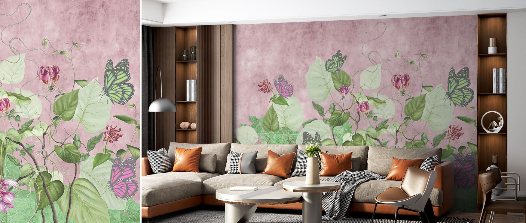 Palette ranges from muted creams to subtle blues and natural tones; The Butterfly Effect Wallpaper moderates hues carefully. Bedrooms feel restful. Surfaces glow evenly. Imagery conveys calm. Balance defines composition. Elegance sustains rhythm. Serenity