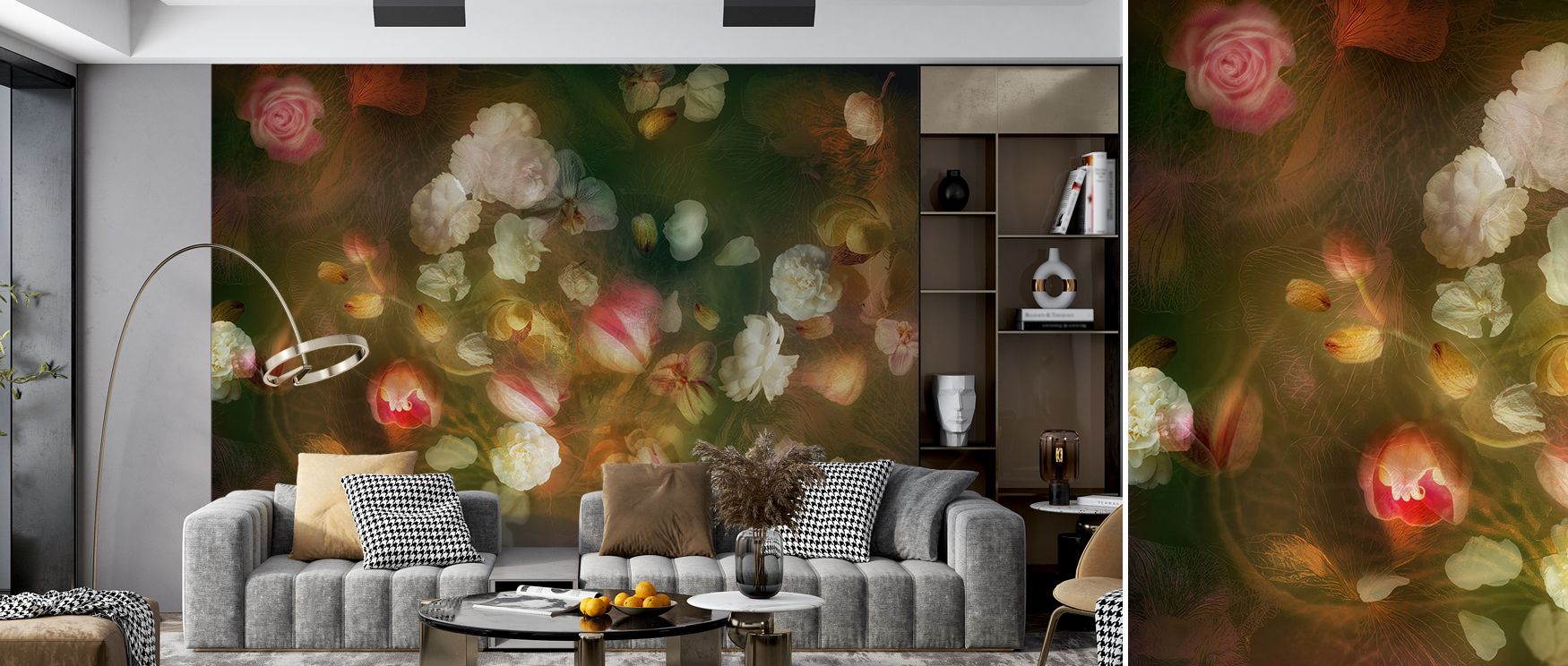 Palette favors soft florals enriched with gold, lyrical yet poised; The Floral Golden Hour Wallpaper maintains subtlety. Offices feel balanced. Surfaces glow evenly. Imagery conveys calm. Balance defines tone. Elegance continues softly. The mood reads war