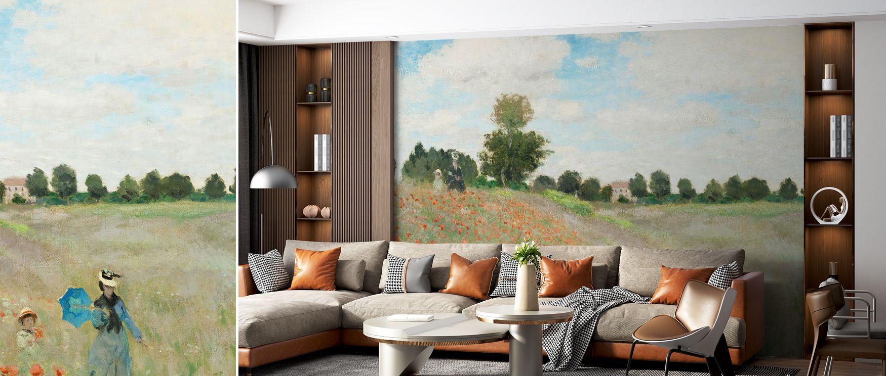 Shading enriches petal edges to show form; The Poppy Field near Argenteuil Wallpaper manages gradients gently. Bedrooms benefit from depth. Surfaces glow softly. Imagery conveys charm. Balance sustains rhythm. Elegance persists steadily. Atmosphere feels 