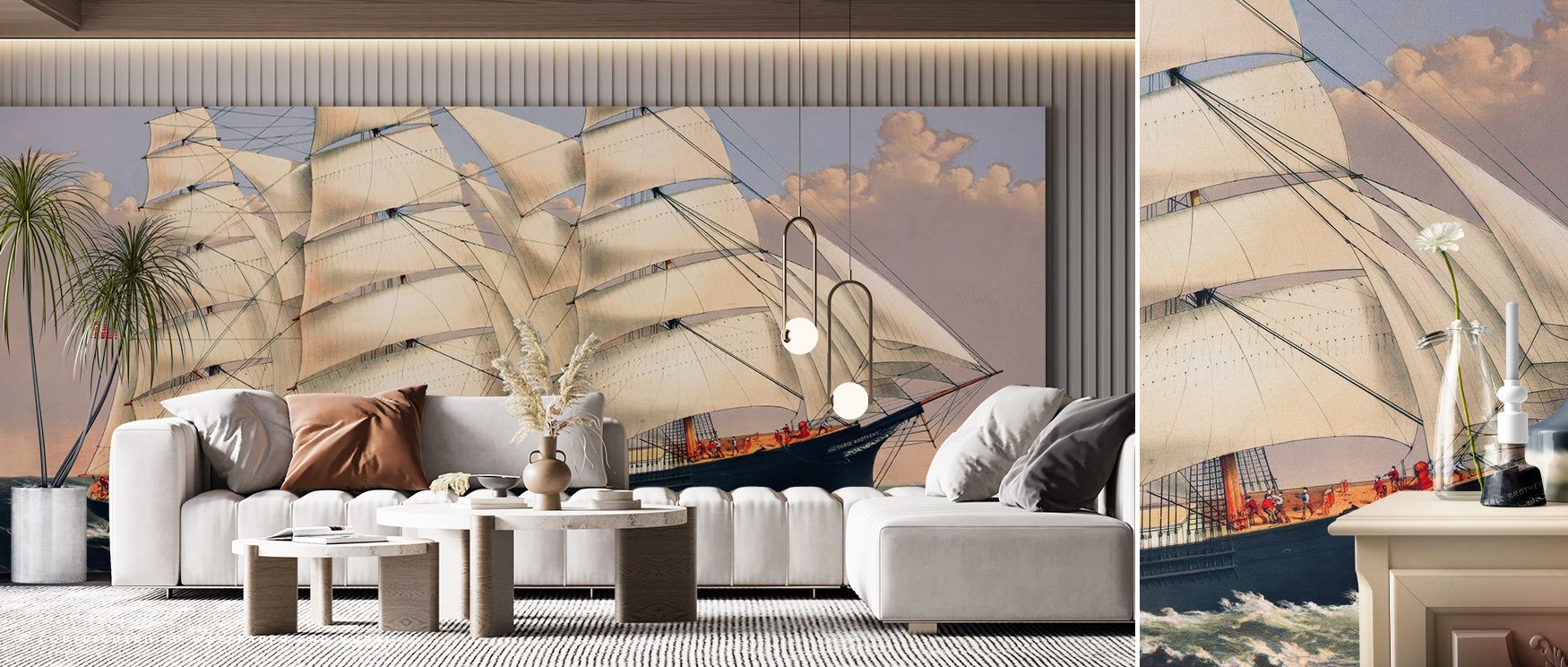 Negative space anchors imagery, preventing heaviness. Three Brothers Wallpaper arranges openness carefully. Surfaces glow softly. Imagery conveys clarity. Calmness defines look. Balance sustains composition. Elegance continues steadily. The design feels c