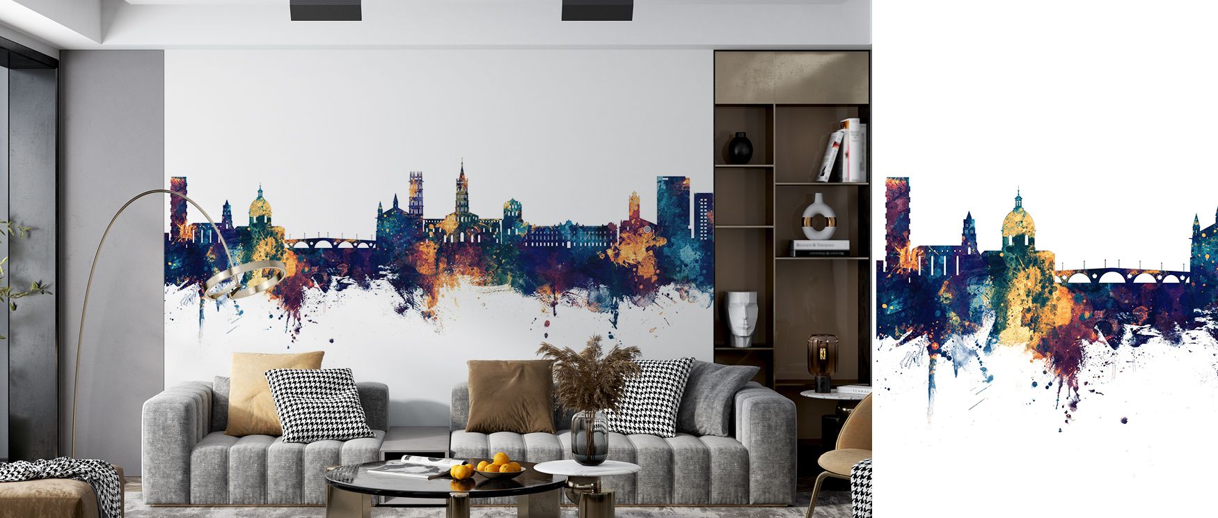 Value mapping separates planes by gentle increments; Toulouse France Skyline Blue & Bronze Wallpaper prefers nuance over contrast in study spaces. Foreground anchors. Middle lifts. Upper eases. Order governs rhythm. The skyline breathes. 