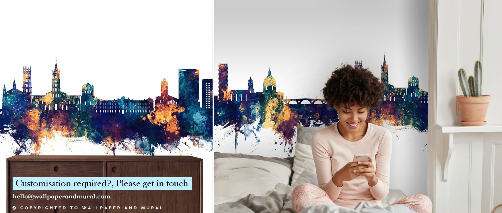 Negative sky frames silhouettes to prevent crowding; Toulouse France Skyline Blue & Bronze Wallpaper keeps living rooms open. Edges soften slightly. Repeats hide well. Depth reads believable. The eye glides. Poise persists. 