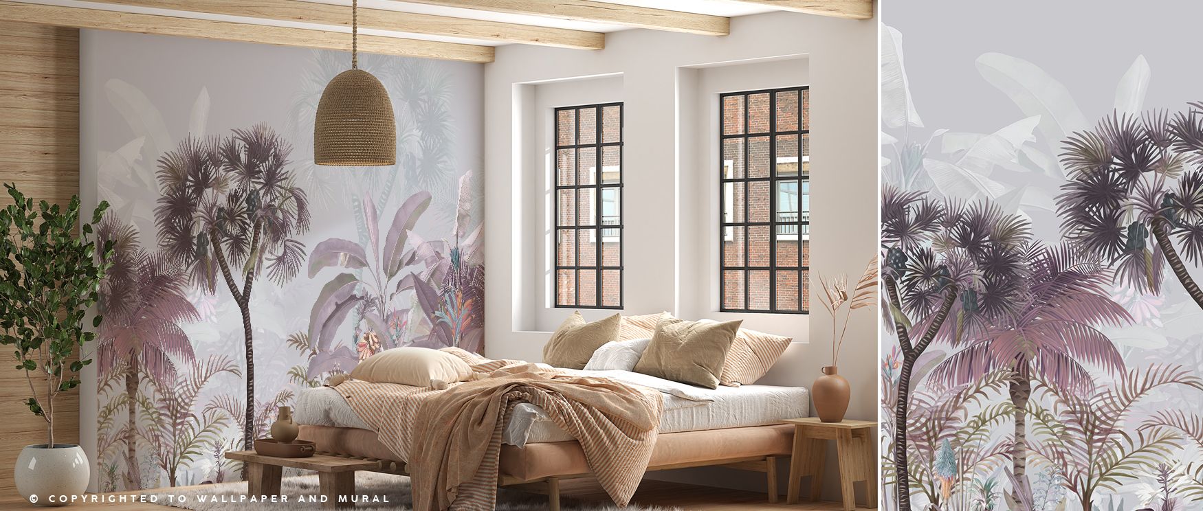 Fronds lift in gentle crowns while pale skylight drifts between; Tropical Forest Strolls Skylight Wallpaper opens living rooms with airy calm. Edges stay fine. Shadows remain sheer. Highlights guide softly. Space feels generous. The mood is restorative. 