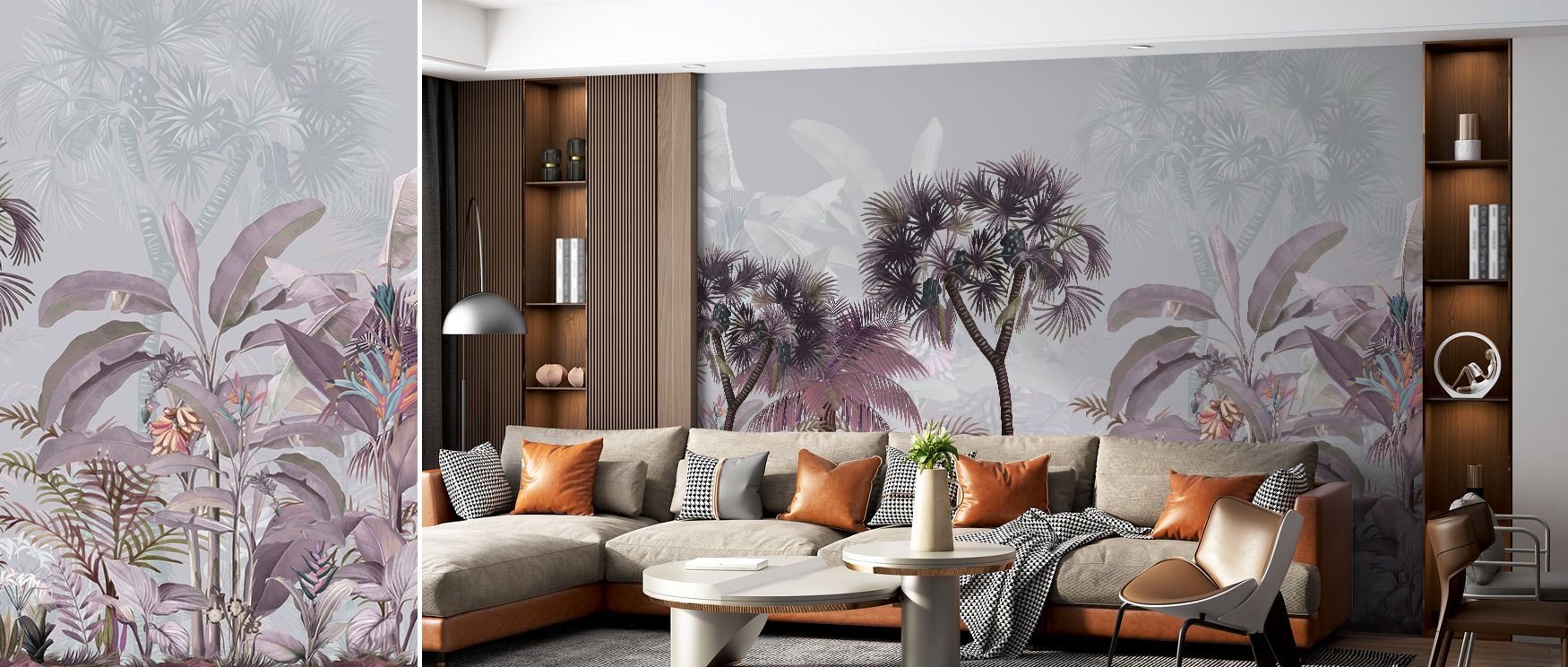 Micro-highlights ride along leaflet ribs to cue texture; Tropical Forest Strolls Skylight Wallpaper uses finesse. Color holds true. Lines remain tidy. Transitions are long. The scene stays tranquil. The look is refined. 