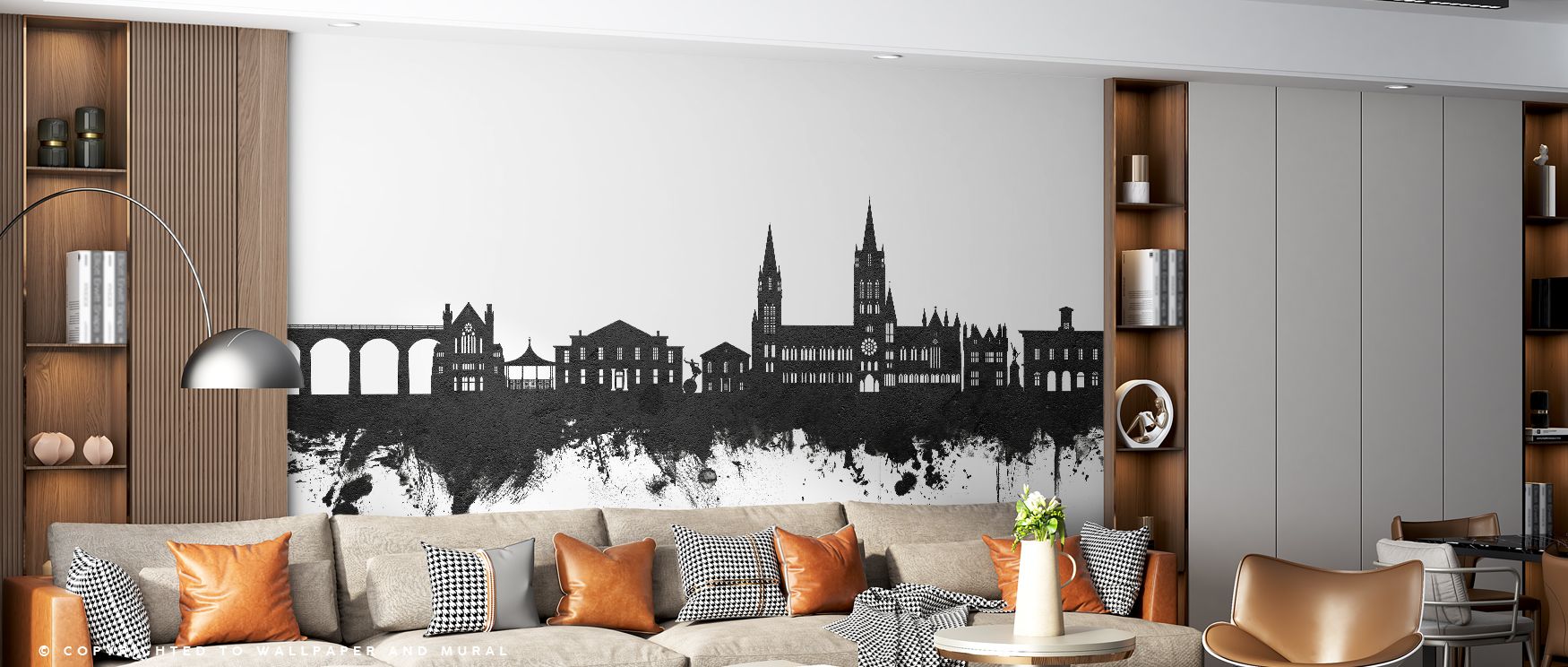 Fore planes darken for gravity as upper bands lift gently; Truro England Skyline Black & White Wallpaper keeps living rooms composed. No glare intrudes. Profiles stay exact. Movement feels measured. Balance prevails. Poise endures. 