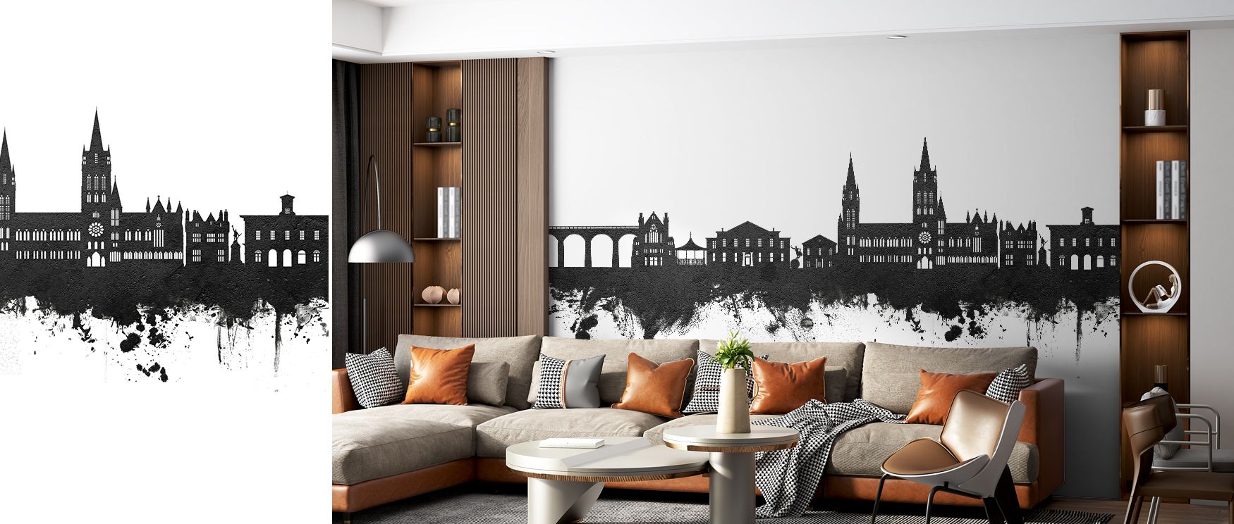 Fine highlight strokes touch pinnacle points sparingly; Truro England Skyline Black & White Wallpaper uses restraint. Surfaces glow quietly. Cadence remains even. Structure dominates gently. Harmony stays intact. The mood is refined. 